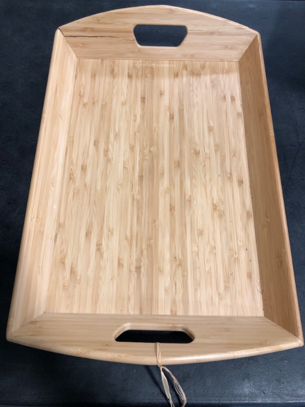 Photo 1 of Totally Bamboo Butler's Serving Tray with Handles, Decorative Tray for Ottoman or Coffee Table, 23" x 15"