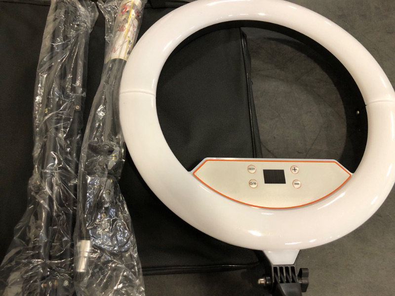 Photo 1 of 18 inch Ring Light wiht Stand+10 inch Light,Foldable Large Ring Light for ipad iPhone,LCD Display/4 Clips/2 USB Ports,2700-6500K with Tripod for Tattoo Lash Barber Makeup Photography Lighting