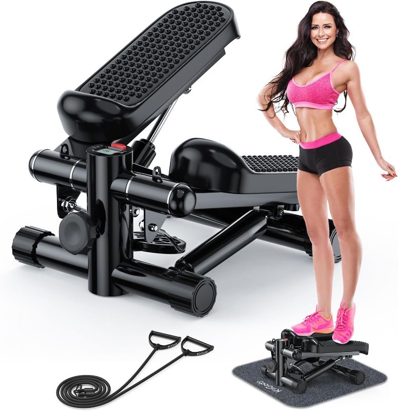 Photo 1 of Steppers for Exercise at Home, KitGody Mini Stepper with Resistance Bands, Portable Stair Stepper for Home 330LBS Capacity, Adjustable Height Fitness Stepper Machine