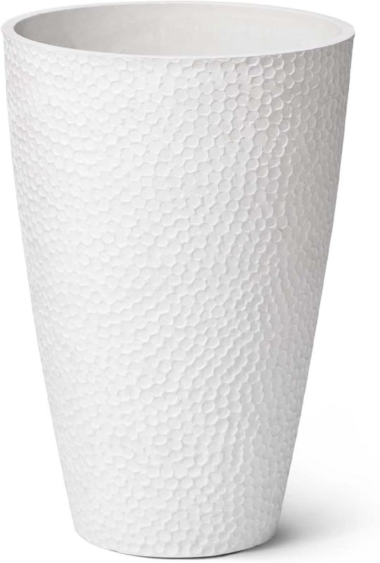 Photo 1 of LA JOLIE MUSE Tall White Planter for Indoor Plants,20 Inch Tall Round Planter, Modern Flower Pot Containers,Large Decorative Tree Plant Pot,1 Pack