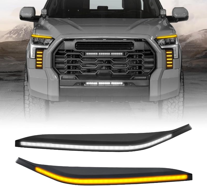 Photo 1 of LED Daytime Running Lights For 2022 2023 2024 Toyota Tundra CrewMax SR SR5 Limited Fog Light Headlights DRL Assemblies Replacement black lens (DRL3)