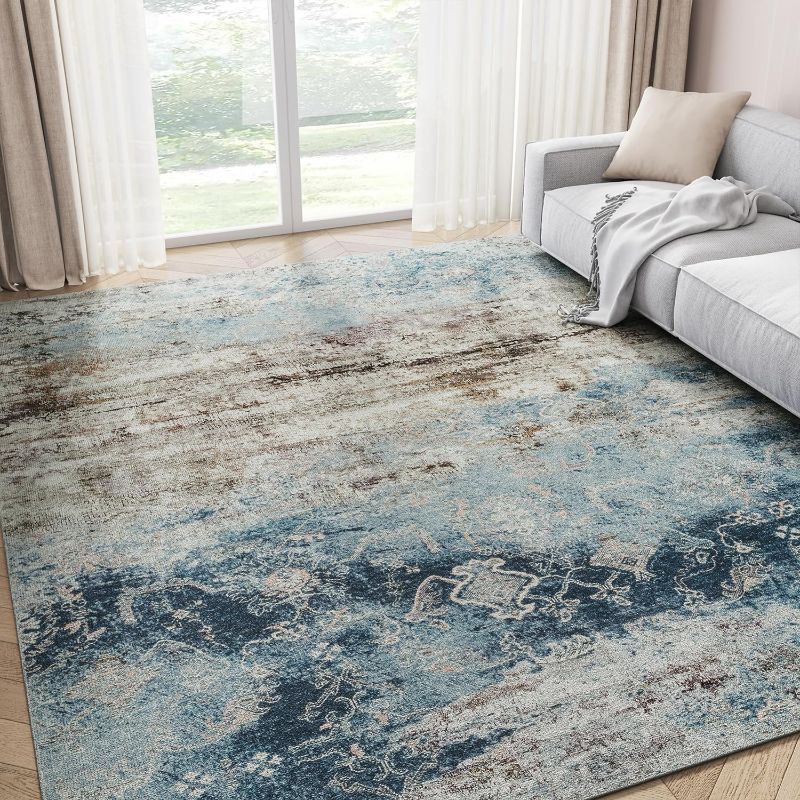 Photo 1 of Washable Area Rug for Living Room Bedroom -Vintage Boho Rug, Modern Abstract Indoor Carpet, Distressed Non-Slip Non-Shedding Soft Floor Rug for Dining Room Playroom Office