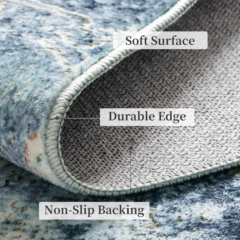 Photo 1 of 9x12 Ft Washable Area Rug for Living Room Bedroom -Vintage Boho Rug, Modern Abstract Indoor Carpet, Distressed Non-Slip Non-Shedding Soft Floor Rug for Dining Room Playroom Office
