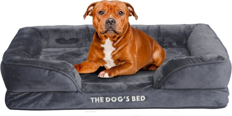 Photo 1 of The Dog’s Bed, Orthopedic Standard Foam Waterproof Dog Bed with Standard Support, Large Grey Plush, Waterproof, Supportive Dog Bed with Replaceable Covers, Veterinary Approved