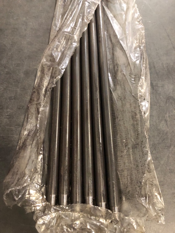Photo 1 of GeilSpace 6 Pack 1/2" × 24" Heavy Duty Pre-Cut Grey Metal Pipe, Industrial Steel Fits Standard Half Inch Threaded Pipes and Fittings - Vintage DIY Industrial Shelving (1/2" × 24", Grey)