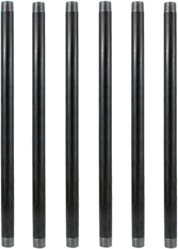 Photo 1 of GeilSpace 6 Pack 1/2" × 24" Heavy Duty Pre-Cut Grey Metal Pipe, Industrial Steel Fits Standard Half Inch Threaded Pipes and Fittings - Vintage DIY Industrial Shelving (1/2" × 24", Grey)