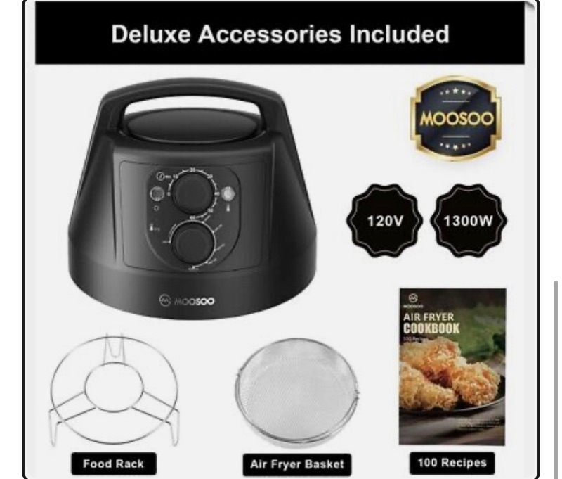 Photo 1 of MOOSOO Pressure Cooker Air Fryer Lid  6 Qt