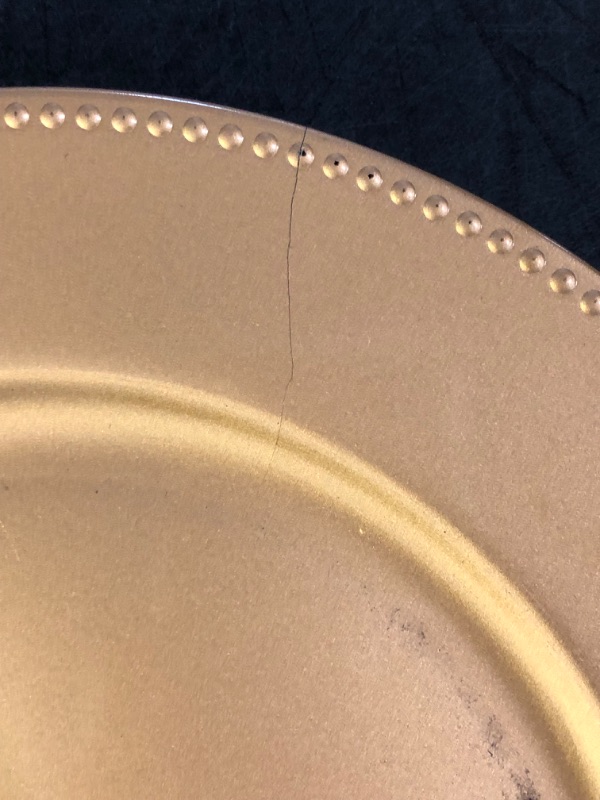 Photo 1 of WELMATCH Gold Plastic Beaded Charger Plates - 10 pcs 13 Inch Round Wedding Party Decroation Charger Plates (Gold, 10)