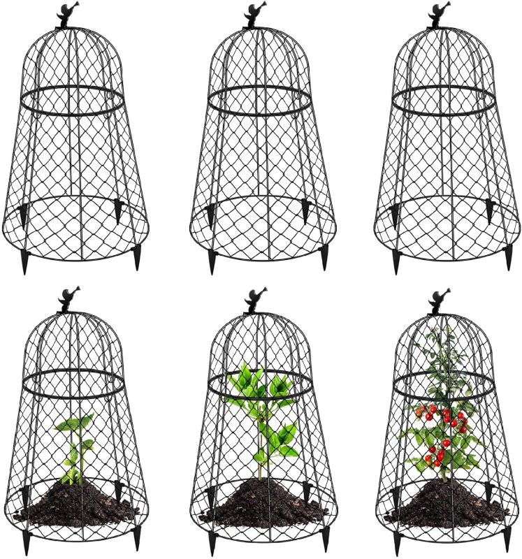 Photo 1 of Garden Cloches for Plants, Plant Protectors from Animals, Rustproof Chicken Wire Cloches, 13" D x 20" H Large Plant Cloche and Cover, Keep Small Animals Out, 6- Pack