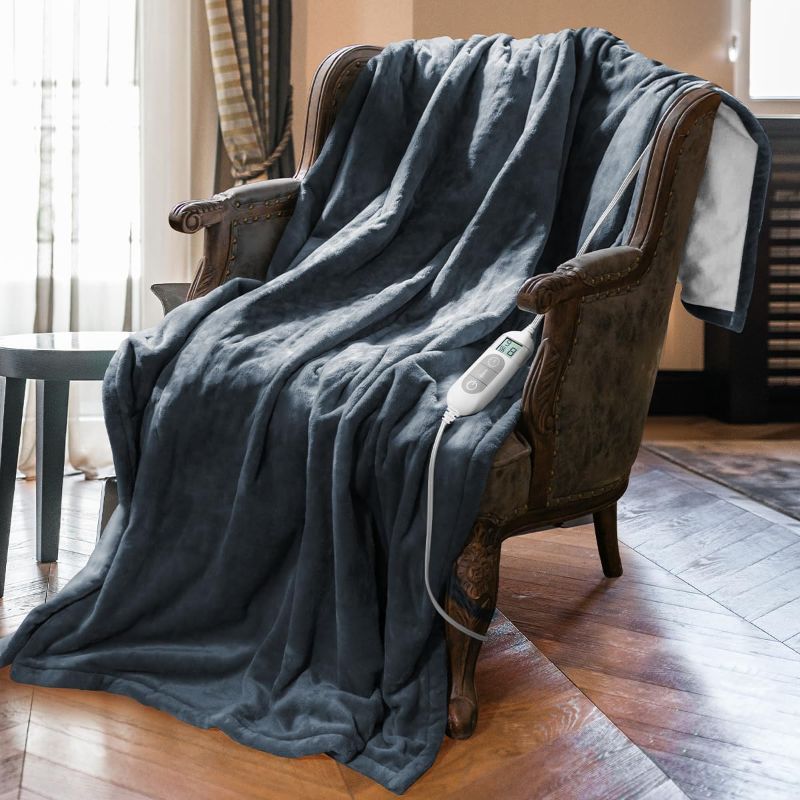Photo 1 of Heated Throw Blanket with 1-9 hrs Timer Auto-Off & 8 Heating Levels,Flannel Electric Blanket Throw ETL Certification,Machine Washable Full Body Warming Blankets