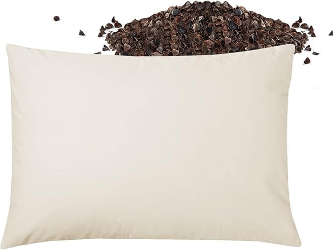 Photo 1 of USlixury Buckwheat Pillow 20"X26" - Adjustable Height and Firmness, Organic Buckwheat Pillow, Machine Washable Pillowcase, Firm Neck Support for Back/Side/Stomach Sleepers, White