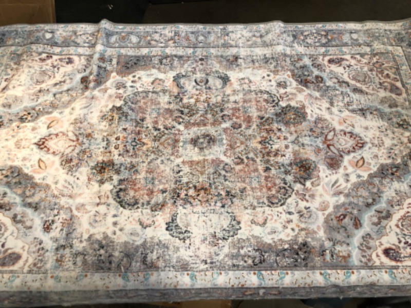 Photo 1 of **Similar to Picture ** 3x5 Machine Washable Area Rugs Large Boho Vintage Design Rug for Living Room, Bedroom, Kitchen, Soft Non-Slip Indoor Rug
