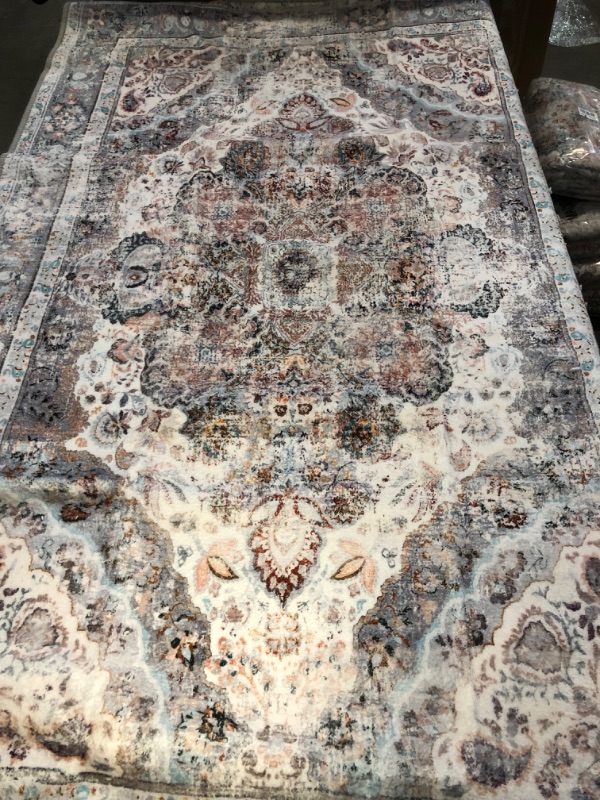 Photo 1 of **Similar to Picture ** 3x5 Machine Washable Area Rugs Large Boho Vintage Design Rug for Living Room, Bedroom, Kitchen, Soft Non-Slip Indoor Rug