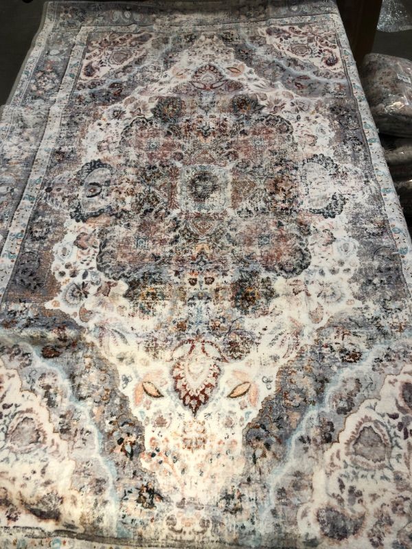 Photo 1 of **Similar to Picture ** 3x5 Machine Washable Area Rugs Large Boho Vintage Design Rug for Living Room, Bedroom, Kitchen, Soft Non-Slip Indoor Rug