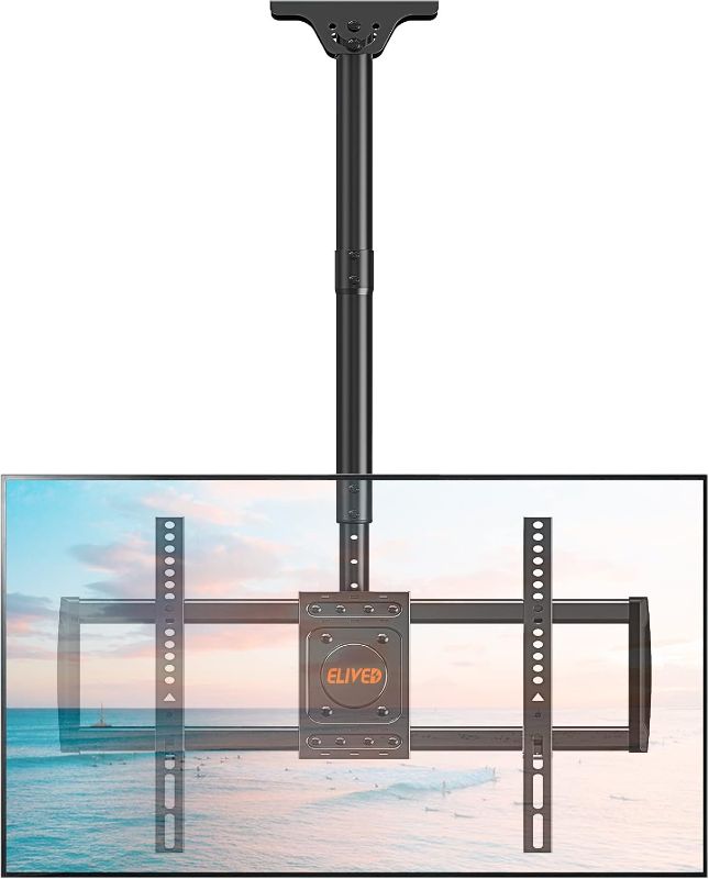 Photo 1 of ELIVED Ceiling TV Mount for Most 37-75 Inch TVs, Height Adjustable Full Motion Ceiling Mount for Flat Pitched Roof, Hanging TV Bracket Swivel and Tilt, Holds up to 110 lbs, Max VESA 600x400mm YD3016  
