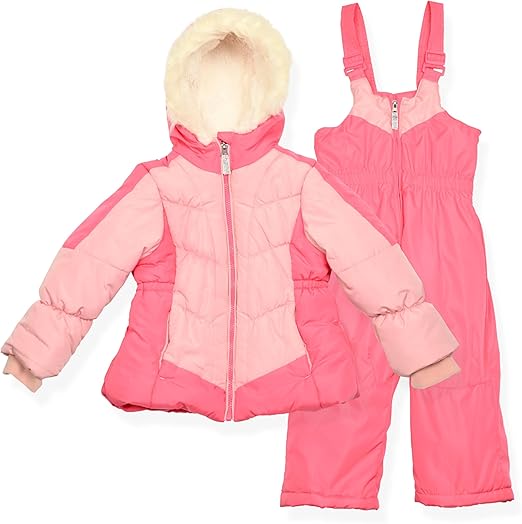 Photo 1 of Size 5/6 Arctic Quest Little Girls Bib Snow Pants and Ski Jacket Water-Resistant Snowsuit For Kids Winter Jacket For Girls