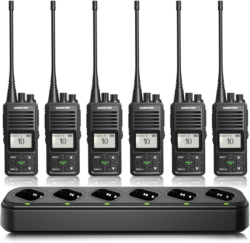 Photo 1 of SAMCOM FPCN10A Two Way Radios with Charging Station, 3000mAh Super Power Battery 2 Way Radios Walkie Talkies, 6 Pcs Heavy Duty Programmable UHF Handheld Radios with 6-in1 Charger Gang