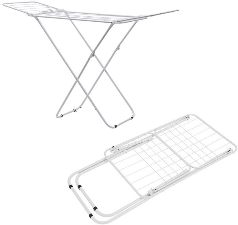 Photo 1 of Clothes Drying Rack, Laundry Drying Rack with Adjustable Gullwing and Foldable for Easy Storage, Folding Clothes Drying Rack for Indoor and Outdoor Use