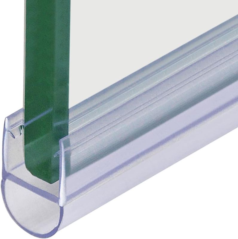 Photo 1 of U Type Glass Door Bottom Seal, 33" Long Cutable Waterproof Shower Door Sweep, Automatic Door Gap Sealing Anti-Collision for 3/8" (10mm) Glass