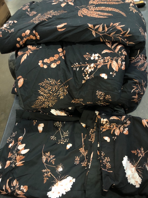 Photo 1 of Bedsure Comforter Set Queen Size - Floral Bedding Comforter Set, 3 Pieces, 1 Soft Black Comforter and 2 Pillow Shams