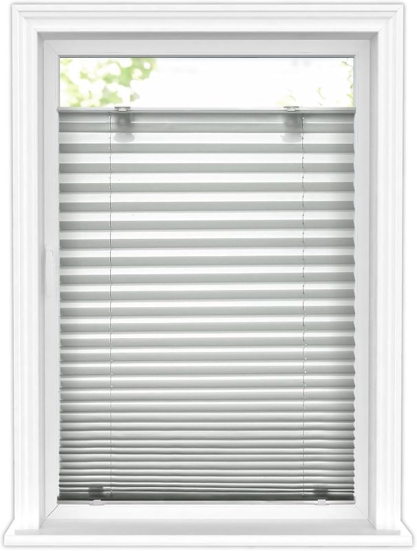 Photo 1 of LazBlinds Tool-Free Cordless Pleated Shades with Suction Cups Light Filtering Top Down Bottom Up Pleated Blinds for Window Size 23" W x 65" H, Anthracite
