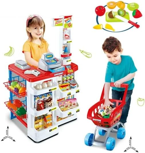Photo 1 of Supermarket Play Set for Kids W/Shopping Cart W/Cash Register Pretend Play Girls Boys Toddlers Age 3 4 5.