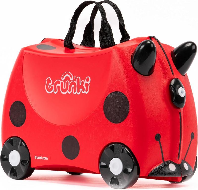 Photo 1 of Trunki Ride-On Kids Suitcase | Tow-Along Toddler Luggage | Carry-On Cute Bag with Wheels | Kids Luggage and Airplane Travel Essentials: Harley Ladybug Red