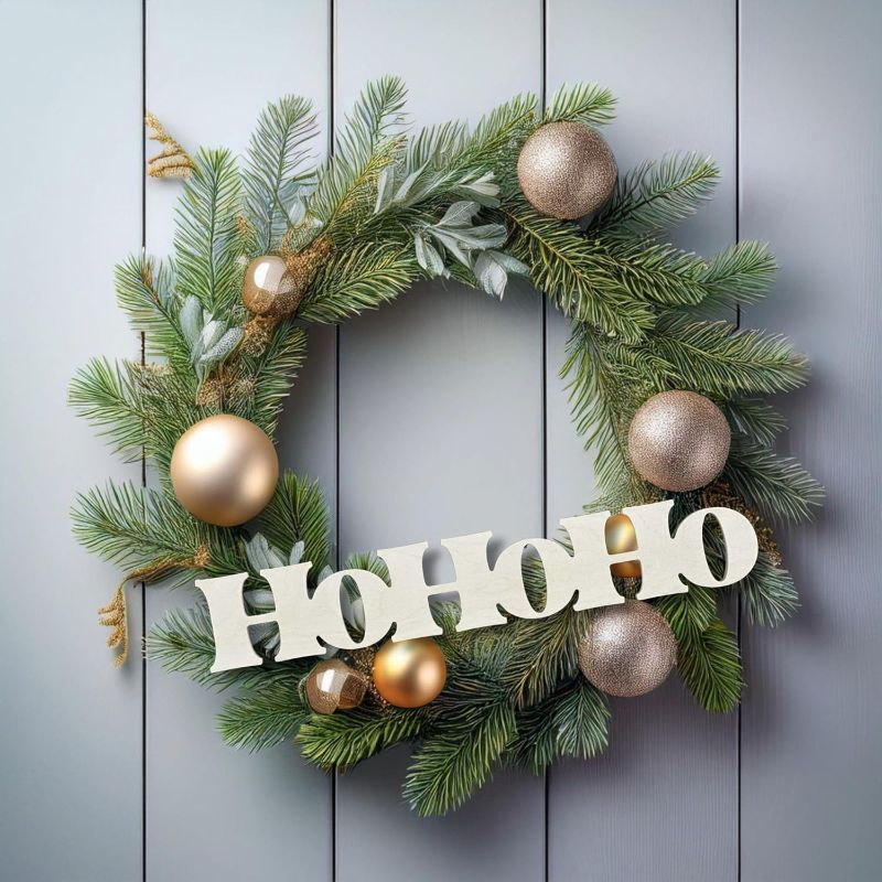 Photo 1 of Festive Wooden Sign - "HO HO HO" - Versatile Holiday Decor for Table, Wreaths, Doors, and Shelves