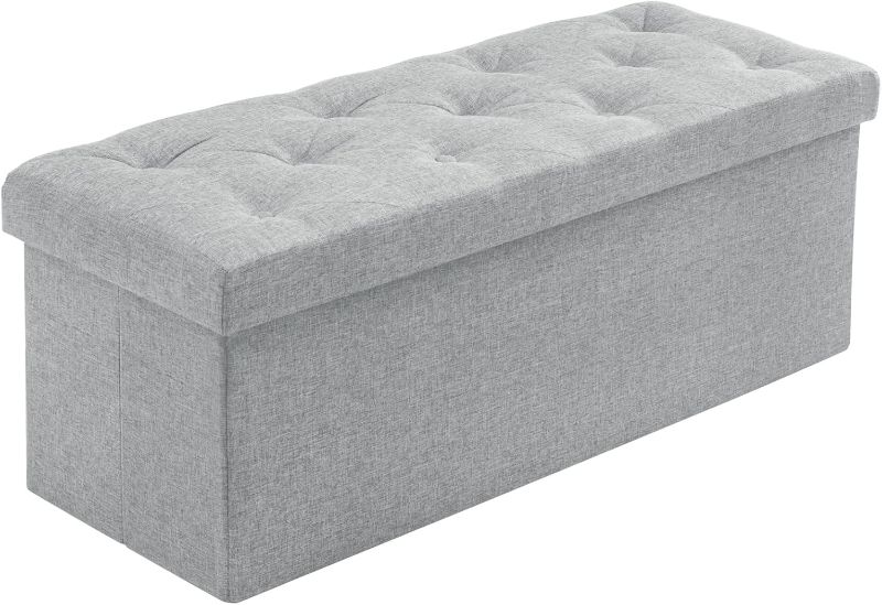 Photo 1 of BRIAN & DANY 43 inch Ottoman with Storage, Velvet Storage Ottoman Bench, Folding Bench for Bedroom and Living Room - Light Gray