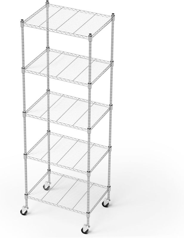 Photo 1 of Garage Shelving with Wheels, 5 Tier Shelving Unit and Adjustable Feet, 865 lb High Capacity Rolling Storage Shelf for Kitchen, Office, Dining Room, Garage
