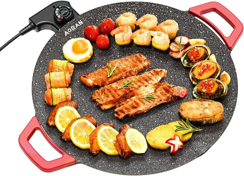 Photo 1 of AORAN Indoor Grills Electric Smokeless – Nonstick Electric Griddle for Indoor Use, Compact & Versatile Cooking for Steaks, Pancakes, and BBQ