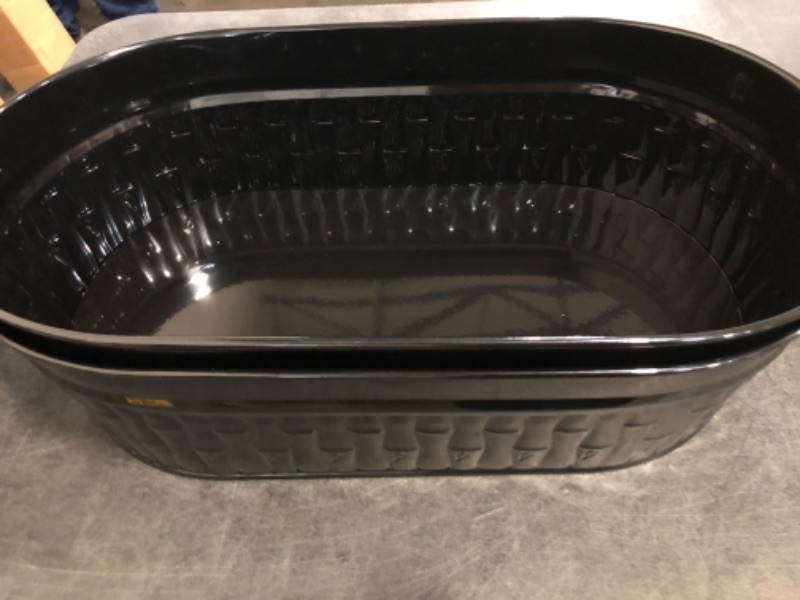 Photo 1 of Lallisa 5.3 gallons Galvanized Beverage Tub Galvanized Bucket Metal Ice and Drink Bucket with Handles Tub for Parties Farmhouse Home Pool Bar(Black,2 Pcs)