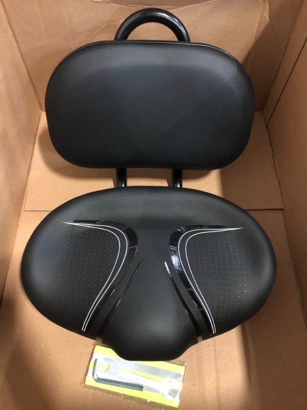 Photo 1 of BLUEWIND New Noseless Oversized Bike Seat, Wide Bicycle Saddle Novel Backrest Design for Electric Bike, Universal Fit Exercise Bike or Road Stationary Bike Seat Cushion for Men & Women