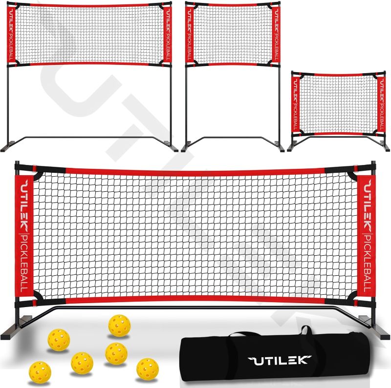 Photo 1 of Mini Pickleball Dink Nets, Small Size Set 4ft + 7ft + 6 Balls + Bag, Rebounder Practice Trainer to Master Pickle Ball, Badminton, Home Equipment Portable, Adjustable Height, Indoor, Outdoor, Driveway