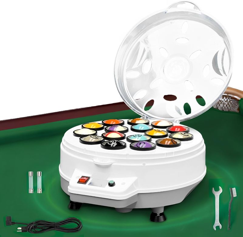 Photo 1 of Pool Ball Cleaner Machine Automatic Pool Ball Polisher Electronic Billiard Ball Polishing and Cleaning Machine for 16 Billiard and Snooker Balls