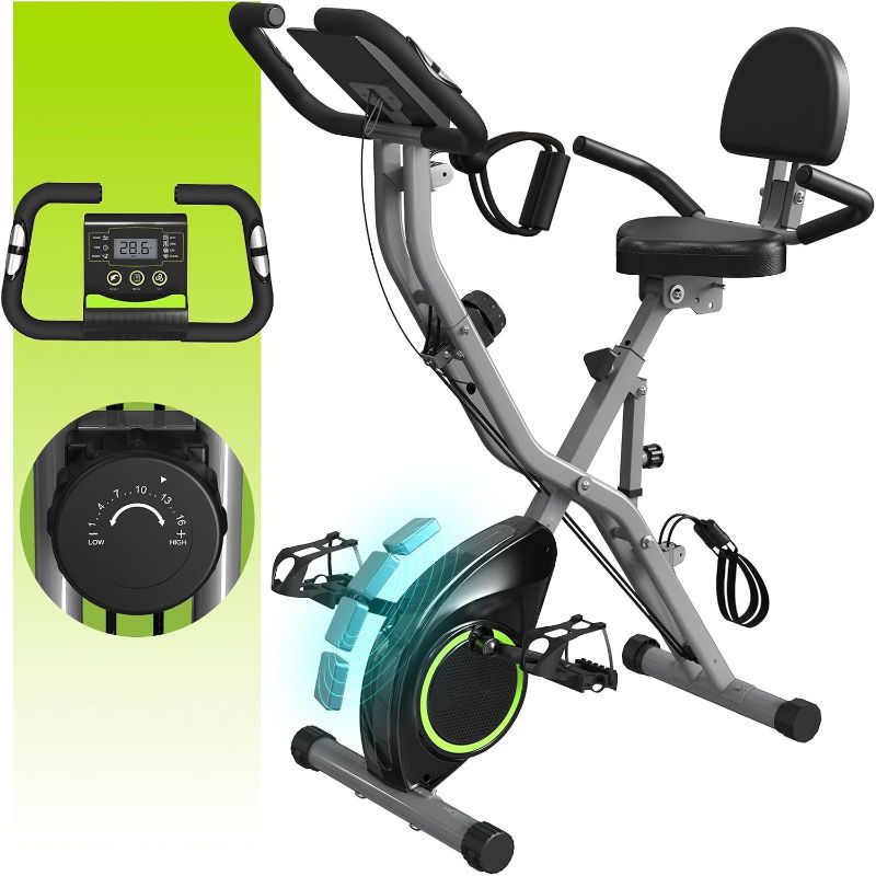 Photo 1 of Indoor Exercise Bike for Seniors, 5 IN 1 Foldable Stationary Bike with 16-Level Magnetic Resistance and Tri-Position Ride, 300LBS Capacity, 5.5 LBS Flywheel, Designed for Home Workout