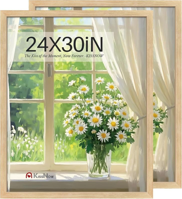 Photo 1 of 24x30 Poster Frame set of 2, Natural Oak Wood Picture Frame, Wall Hanging