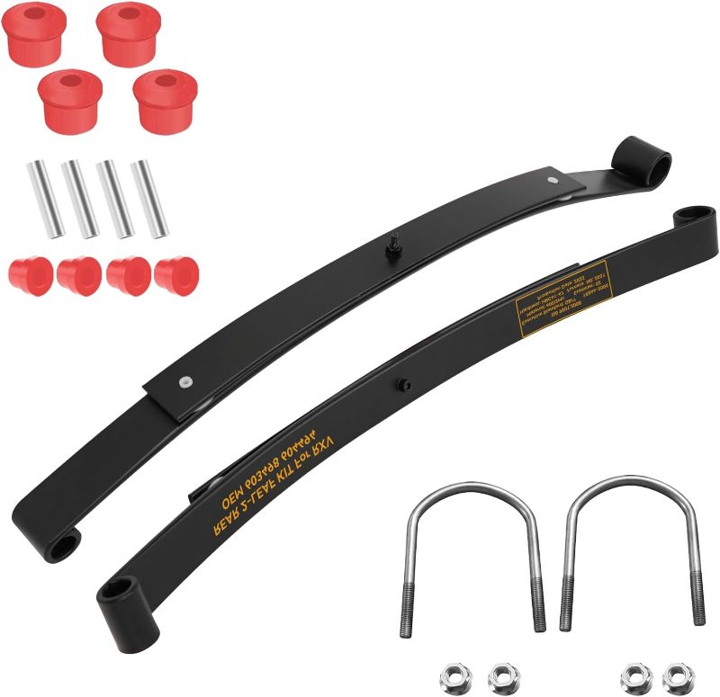 Photo 1 of Heavy Duty Rear 2-Leaf Springs Kit for EZGO RXV 2008-Up Gas & Electric Golf Cart, Replaces OEM # 603498 604494 Included Bushings Sleeves and U Bolt, Elevate Comfort and Smoother Outdoor Ride