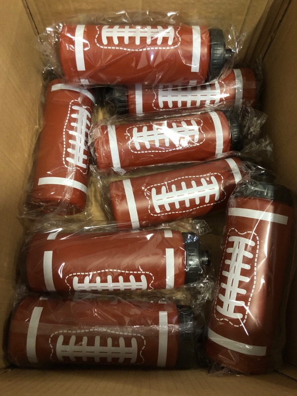Photo 1 of Yaomiao Football Water Bottle Birthday Party Decoration 20 oz Football Reusable Bpa-Free Squeeze Water Bottles Stuff for Sports Gifts 8pack 