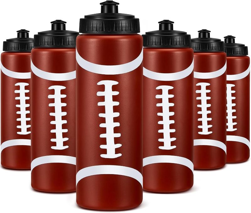 Photo 1 of Yaomiao Football Water Bottle Birthday Party Decoration 20 oz Football Reusable Bpa-Free Squeeze Water Bottles Stuff for Sports Gifts 8pack 
