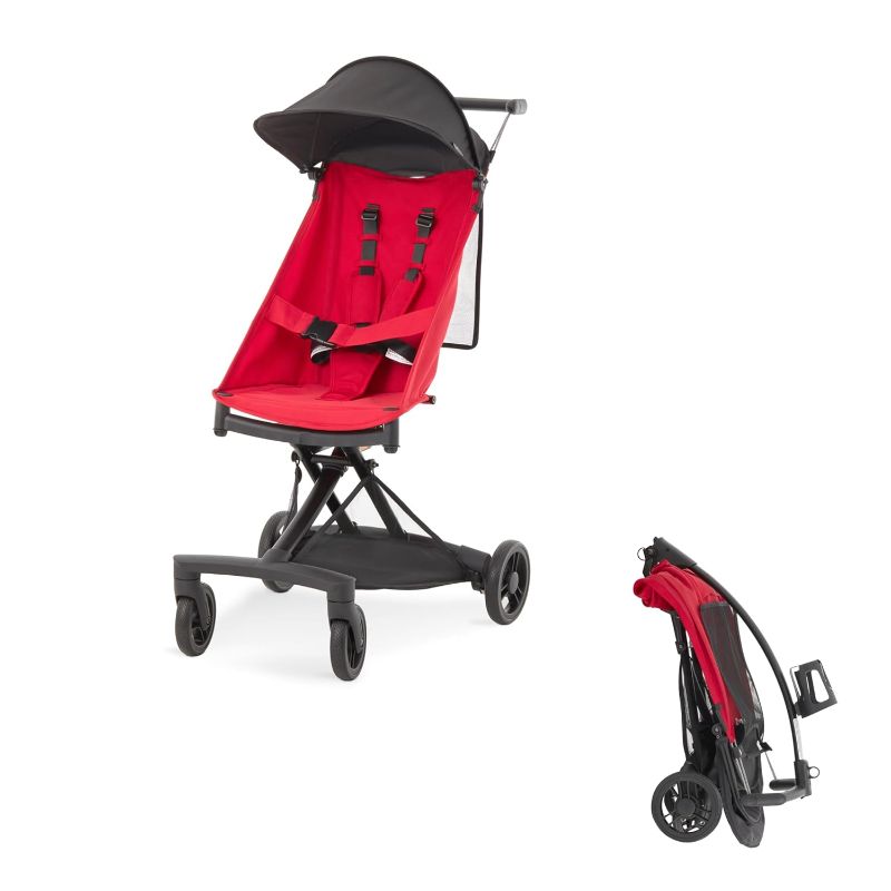 Photo 1 of Evolur Roamer Ultra Light Umbrella Stroller in Red, Quick One-Hand Easy Fold, 5-Point Safety Harness, Adjustable Canopy, Lightweight Aluminum Frame