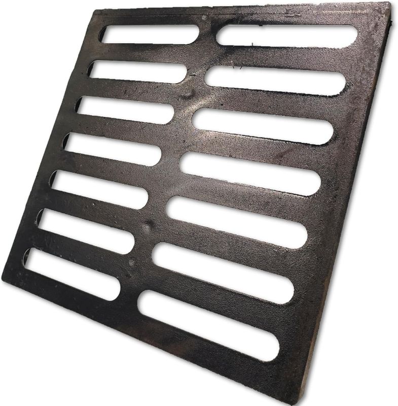 Photo 1 of Cast Iron Drain Grate for Vodaland 16x16 Catch Basin, Outdoor Drain Cover, B ClassSewer Grate, Durable Heavy Duty Channel Grate, Black Square Drainage Grate for Driveway, Concrete