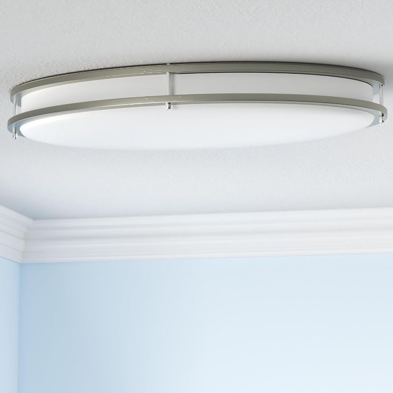 Photo 1 of DLLT 32In Oval LED Ceiling Light Fixture, 65W Dimmable LED Flush Mount Ceiling Light with Remote, 3000K/4000K/5000K Adjustable, Brush Nickel Finish for Bedroom/Living Room/Dining Room