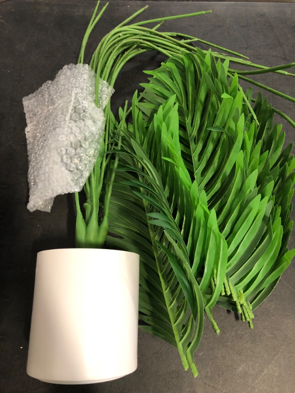 Photo 1 of Briful Fake Plant 15’’ Artificial Palm Plant in White Pot Real Touch Faux Tropical Palm Tree Houseplant for Home Indoor Living Room Tabletop Balcony Decorations