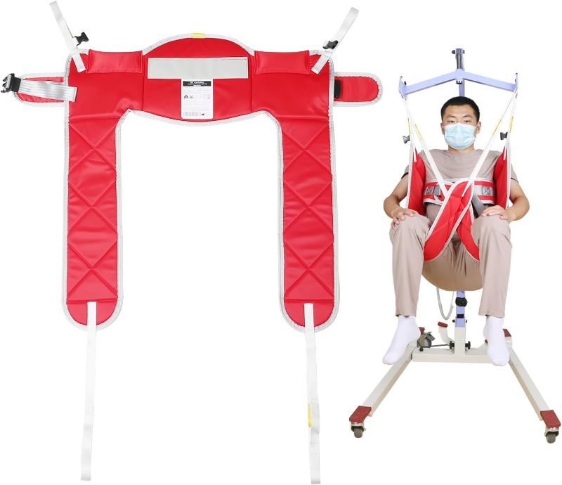 Photo 1 of Patient Lift Sling, Medical Commode Patient Lift Aid Transfer Sling for Elderly Shower Bath, Patient Lifts for Home use,Divided Toileting Sling, 500lbs (Large-Sling Without Head Support)