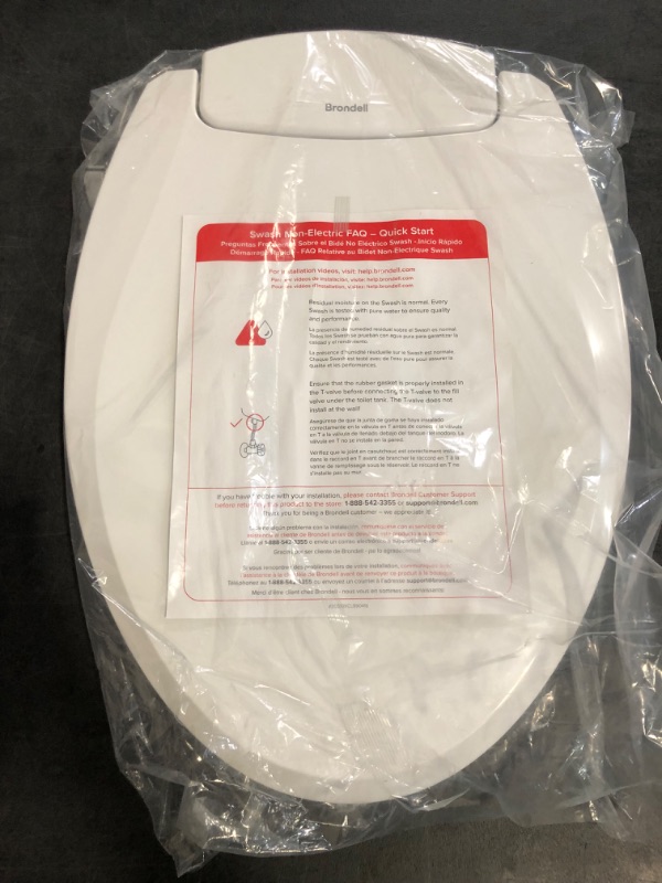 Photo 1 of Brondell Bidet Toilet Seat Non-Electric Swash Ecoseat, Fits Elongated Toilets, White - Dual Nozzle System, Ambient Water Temperature - Bidet with Easy Installation