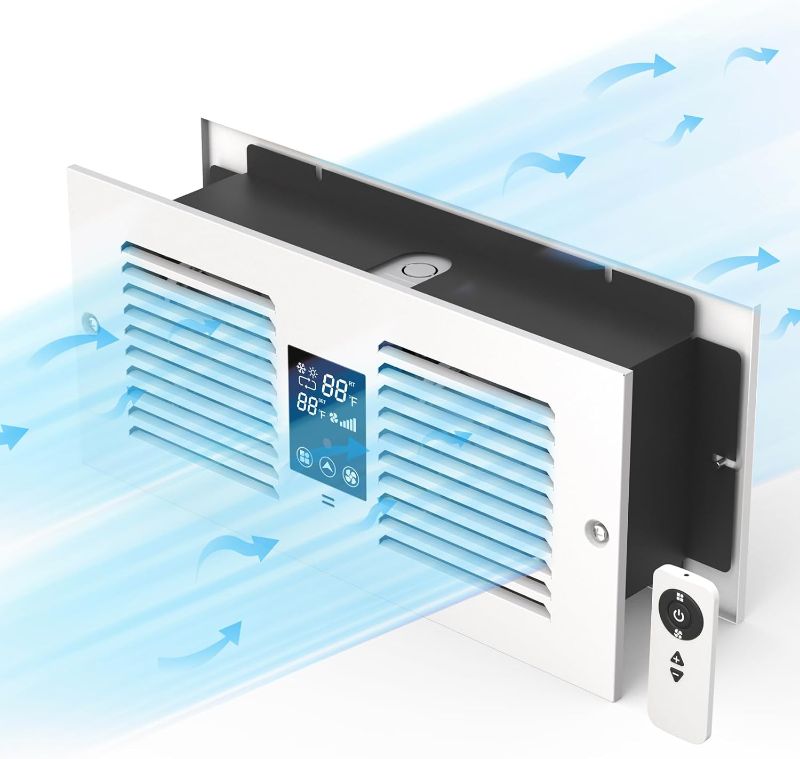 Photo 1 of Room to Room Fan with Remote Control, 300CFM Through Wall Vent Fan, 5-Speed Ventilation, with Temperature Control, for Kitchen, Laundry, Hardwired, RTR300