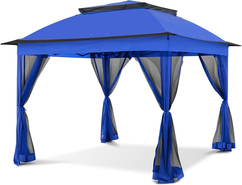 Photo 1 of COOS BAY 11x11 Pop-Up Instant Gazebo Tent with Mosquito Netting Outdoor Canopy Shelter with 121 Square Feet of Shade (Blue)