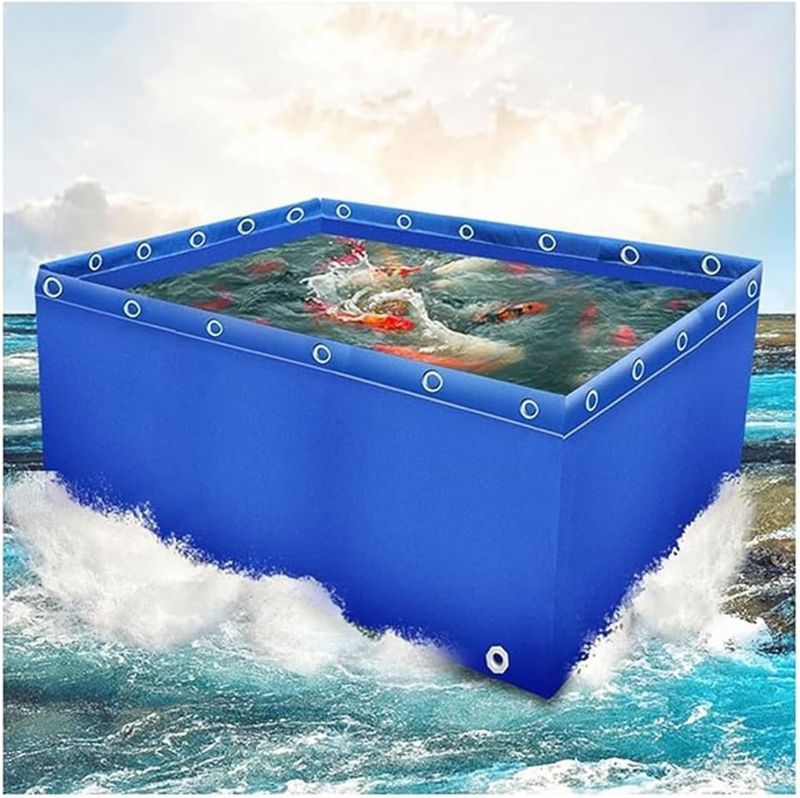 Photo 1 of Pool Above Ground Canvas Fish Pond,Canvas Fish Pond Reservoir,Portable Water Storage Tank Foldable,Large Aquaculture Pool,Fish Pool for Breeding Koi,for Garden Lrrigation(No Frame Included)(3x5x0.6m)