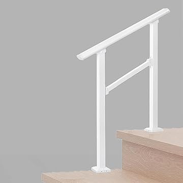 Photo 1 of Hand Rails for Outdoor Steps,3 Step Stair Handrail & Indoor Stair Railing Kit?White Railings for Outdoor Steps and Hand Rails for Seniors for Porch?2 Step White?